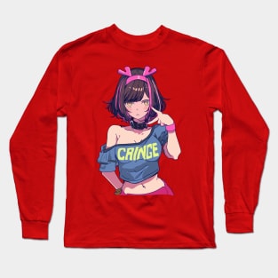 Cute girl wearing a Cringe T-shirt Long Sleeve T-Shirt